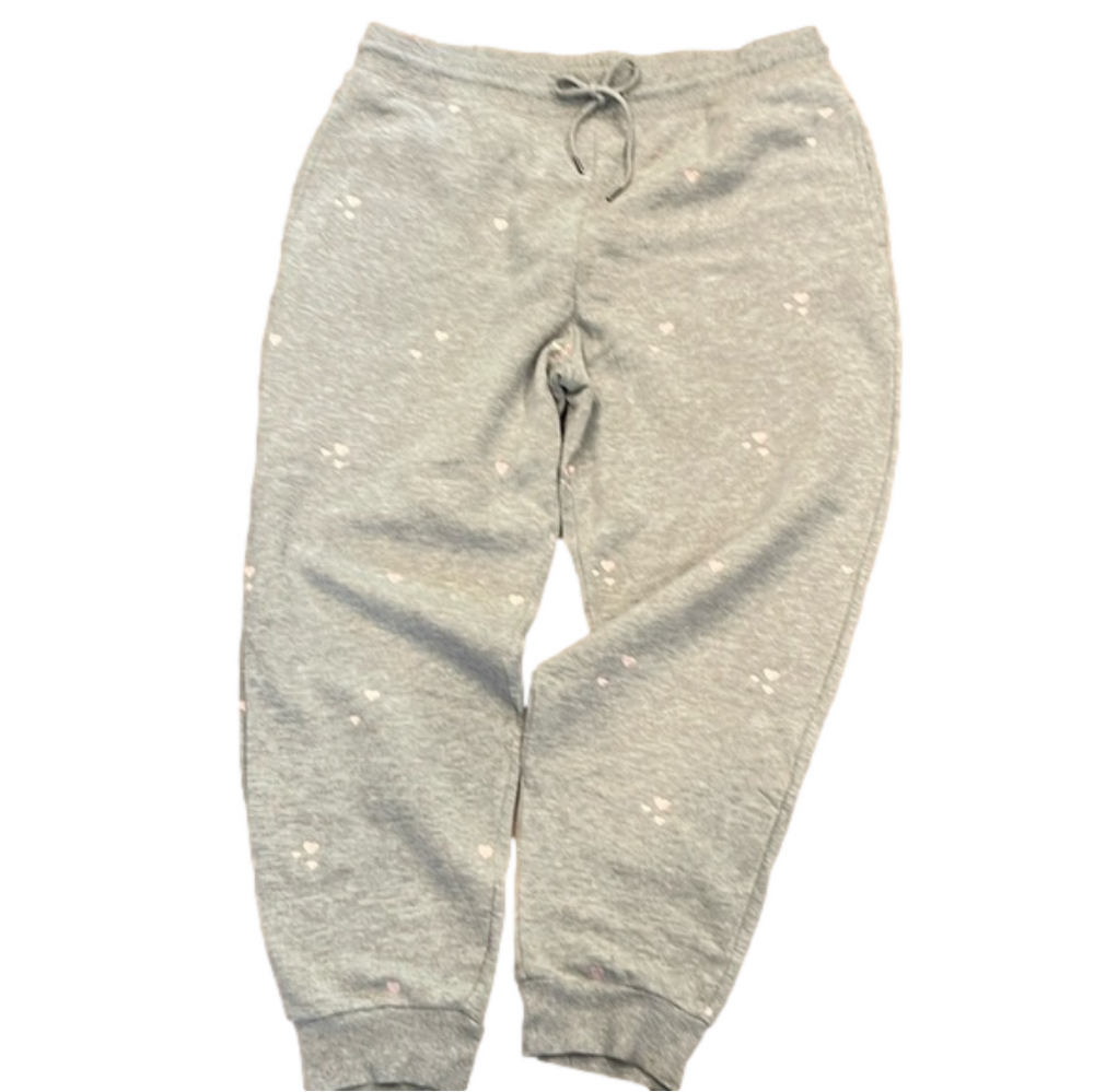 Honeydew XL gray mid weight cuff joggers with heart embroidery and pockets